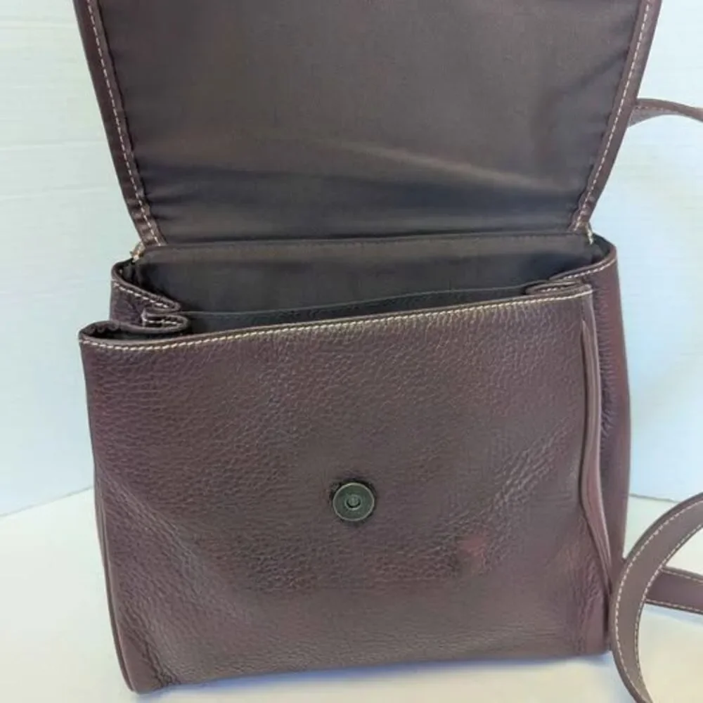 Maroon Medallion Thick Cut Leather Crossbody Bag Purse 10x9x3